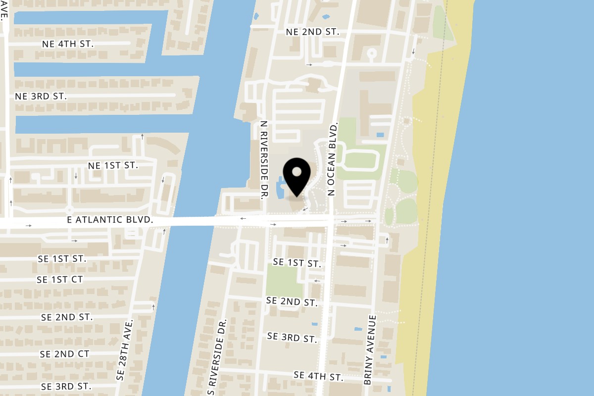 Map showing the location of Aromas del Peru Pompano Beach on 1 N Ocean Blvd Ste 102 in Pompano Beach